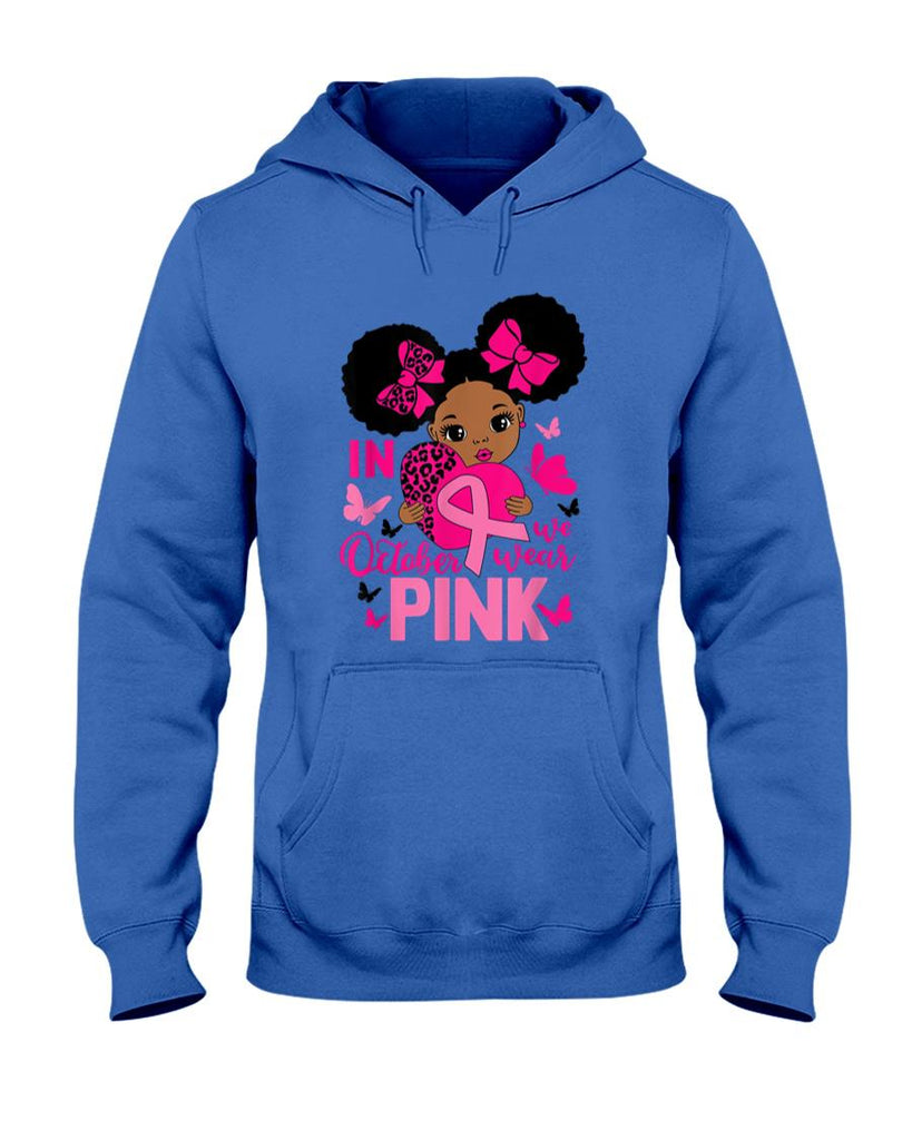 Messy Bun In October We Wear Pink Girls Toddlers T-Shirt
