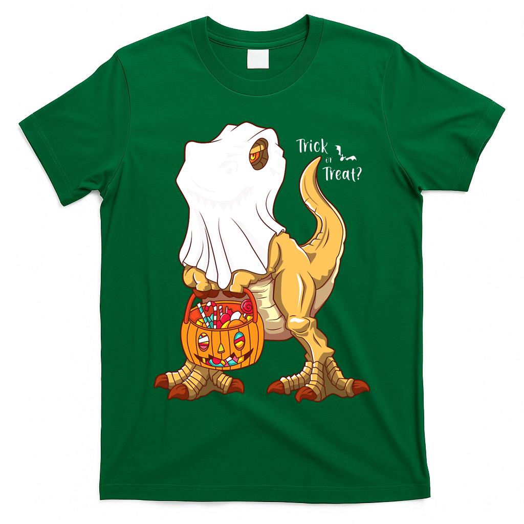 Pumpkin Saurus Halloween - T-Rex in White Mask and Pumpkin basket Essential T-Shirt