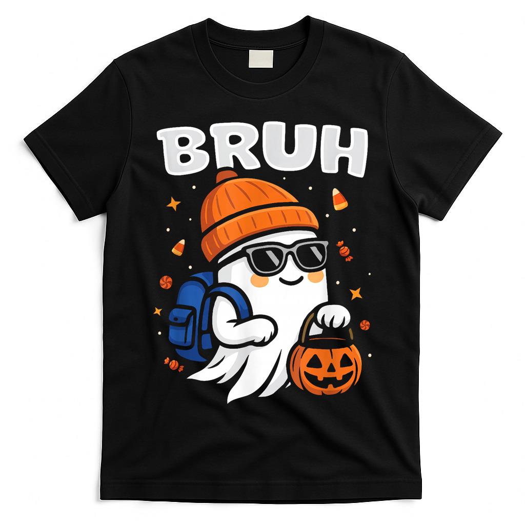 Bruh Ghost Halloween Trick Or Treat Tee Boys Kids Teachers T-Shirt