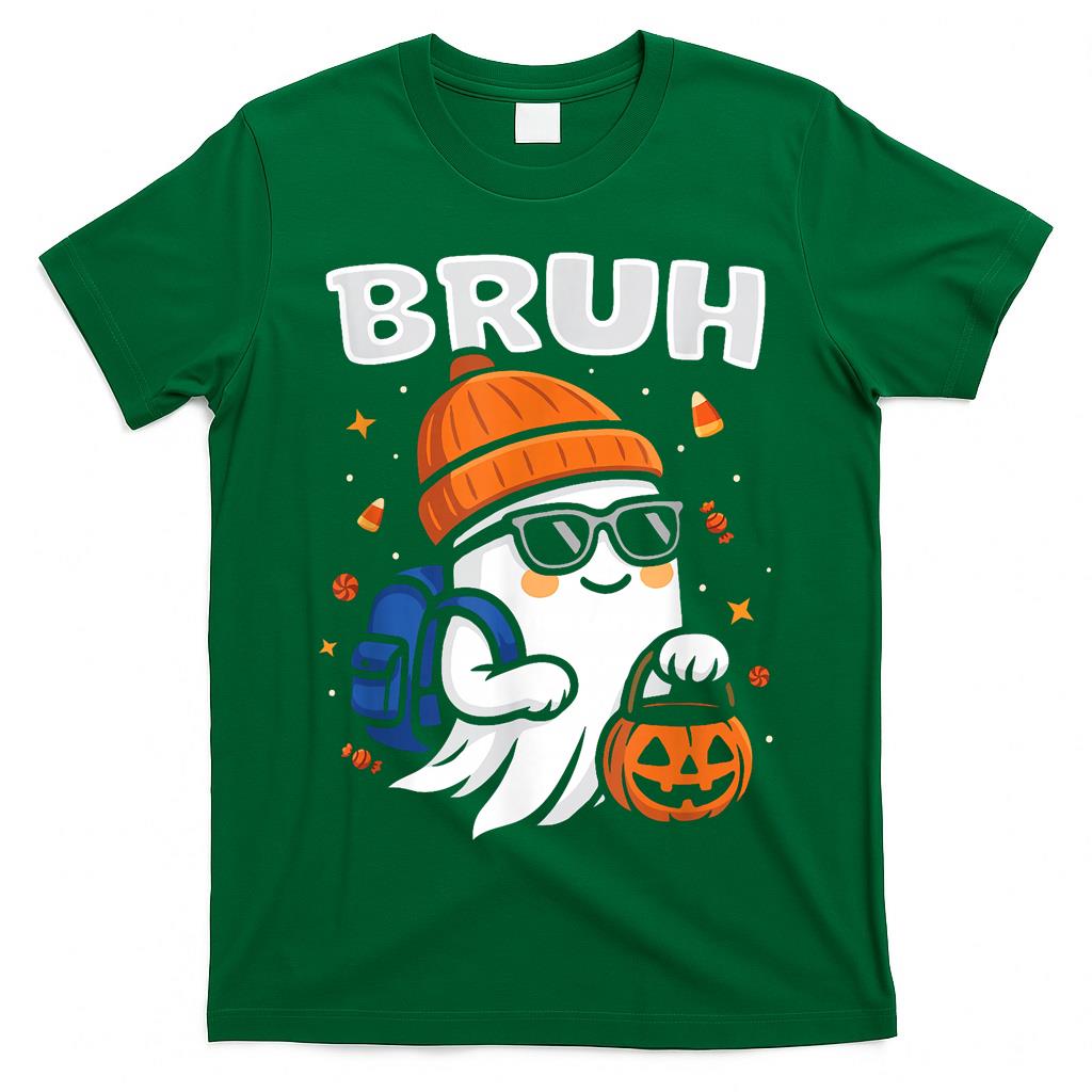 Bruh Ghost Halloween Trick Or Treat Tee Boys Kids Teachers T-Shirt