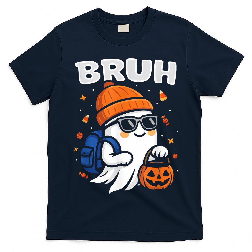 Bruh Ghost Halloween Trick Or Treat Tee Boys Kids Teachers T-Shirt