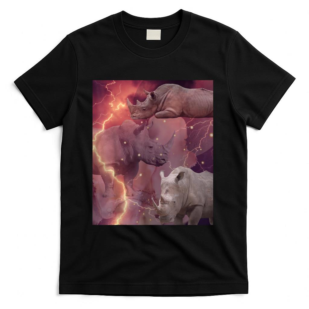 Retro Nostalgia - Three Rhino Moon Lover Funny Obsessed 90s Retro Nostalgia T-Shirt