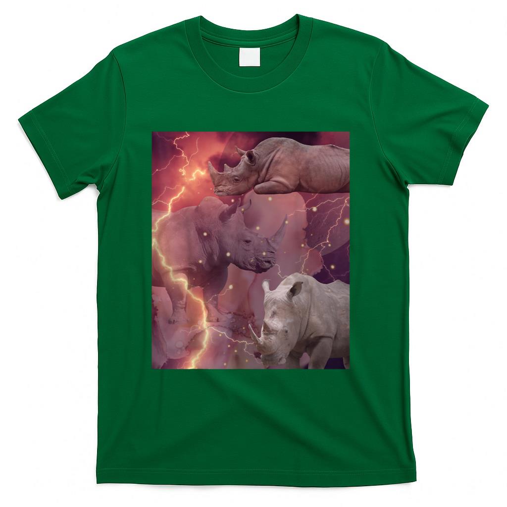 Retro Nostalgia - Three Rhino Moon Lover Funny Obsessed 90s Retro Nostalgia T-Shirt