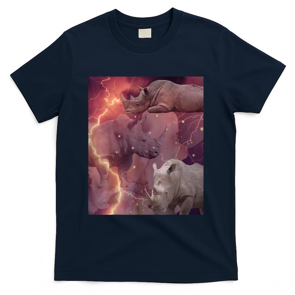 Retro Nostalgia - Three Rhino Moon Lover Funny Obsessed 90s Retro Nostalgia T-Shirt