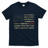 Camouflage American Flag Husband Dad Protector Hero Father T-Shirt