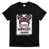 Breast Cancer Support Squad Bun Awareness Girls Kids Youth T-Shirt