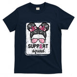 Breast Cancer Support Squad Bun Awareness Girls Kids Youth T-Shirt