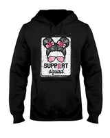 Breast Cancer Support Squad Bun Awareness Girls Kids Youth T-Shirt