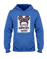 Breast Cancer Support Squad Bun Awareness Girls Kids Youth T-Shirt
