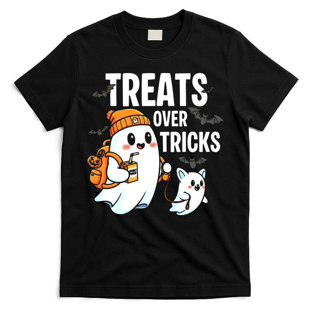 Treats Over Tricks - Cute Ghost Halloween - Trick or Treat Classic T-Shirt