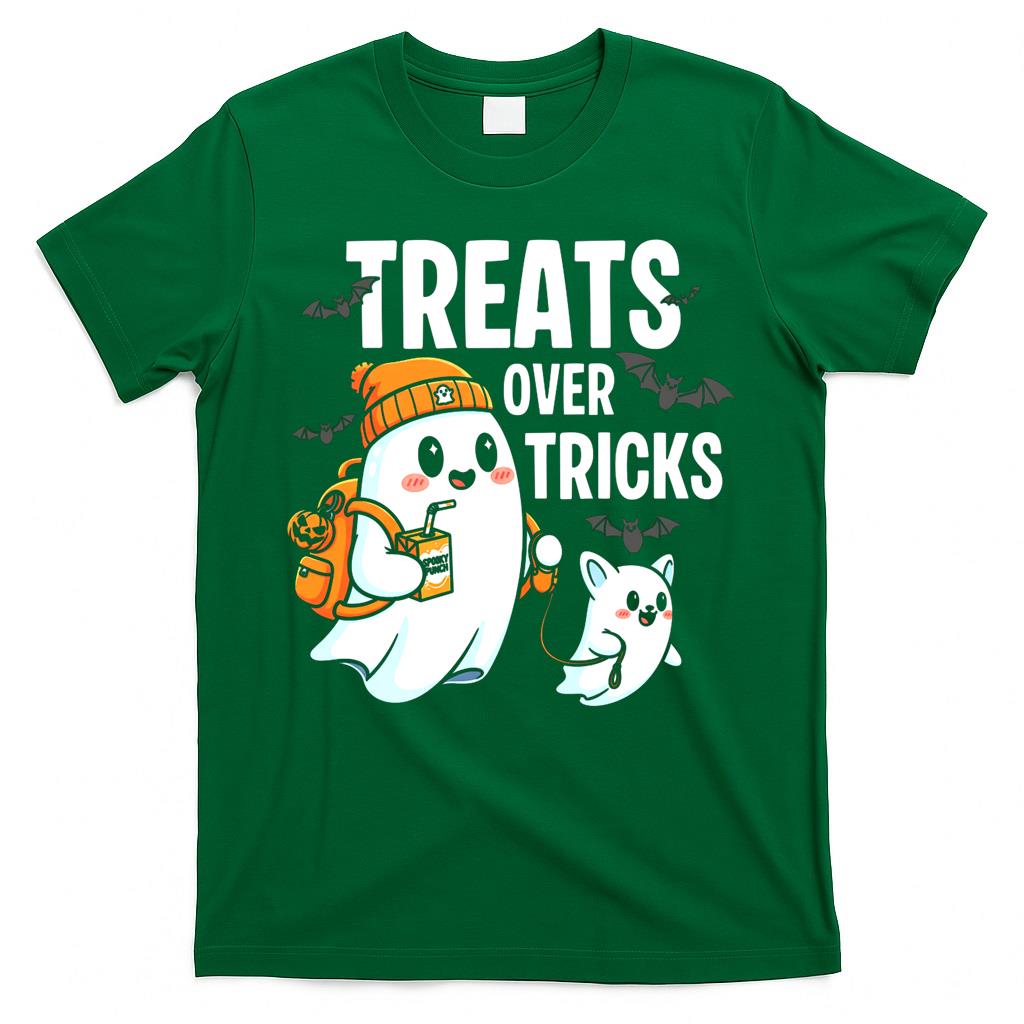 Treats Over Tricks - Cute Ghost Halloween - Trick or Treat Classic T-Shirt