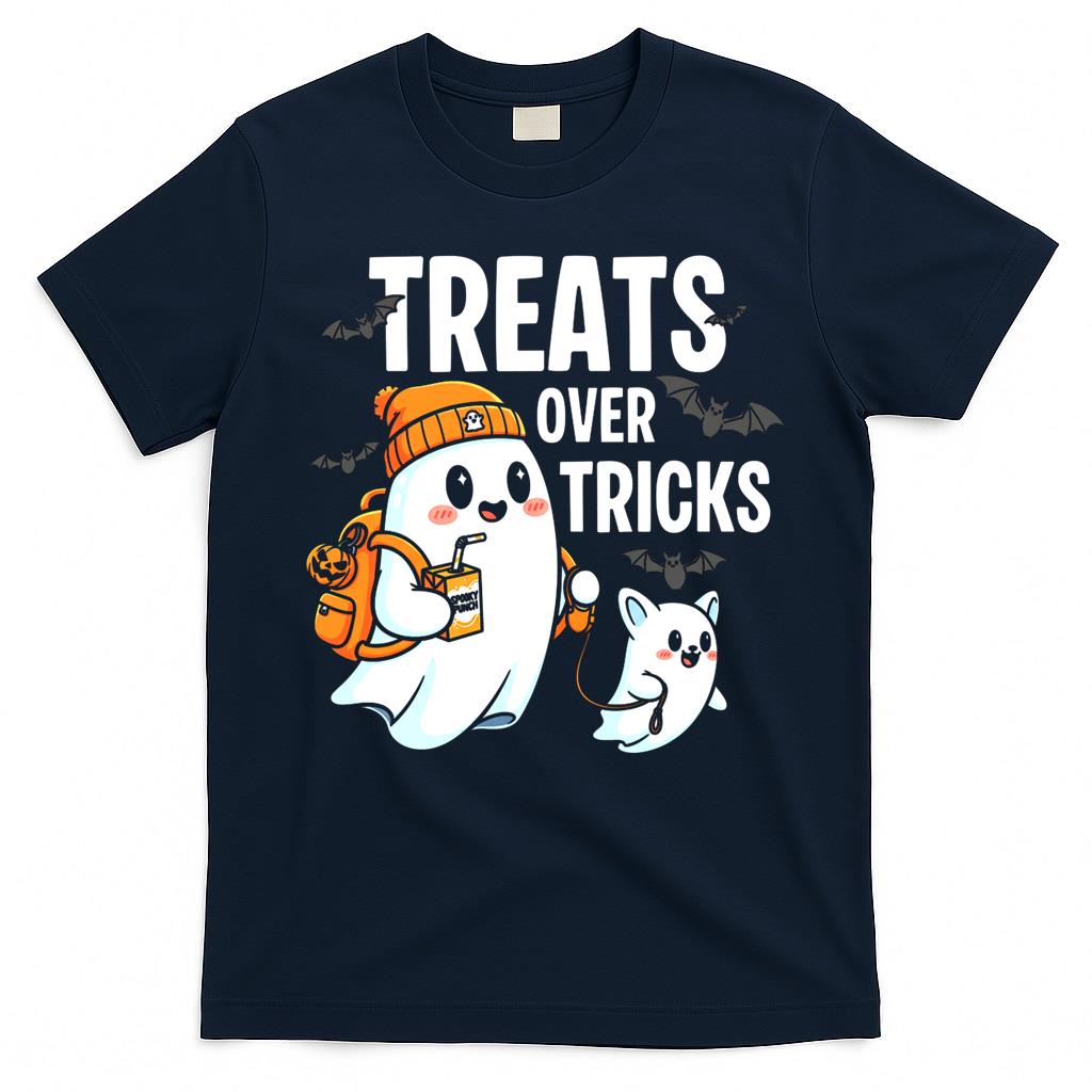 Treats Over Tricks - Cute Ghost Halloween - Trick or Treat Classic T-Shirt