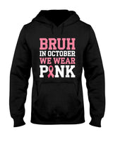 Breast Cancer Shirts for Kids Boys Bruh In October Wear Pink T-Shirt