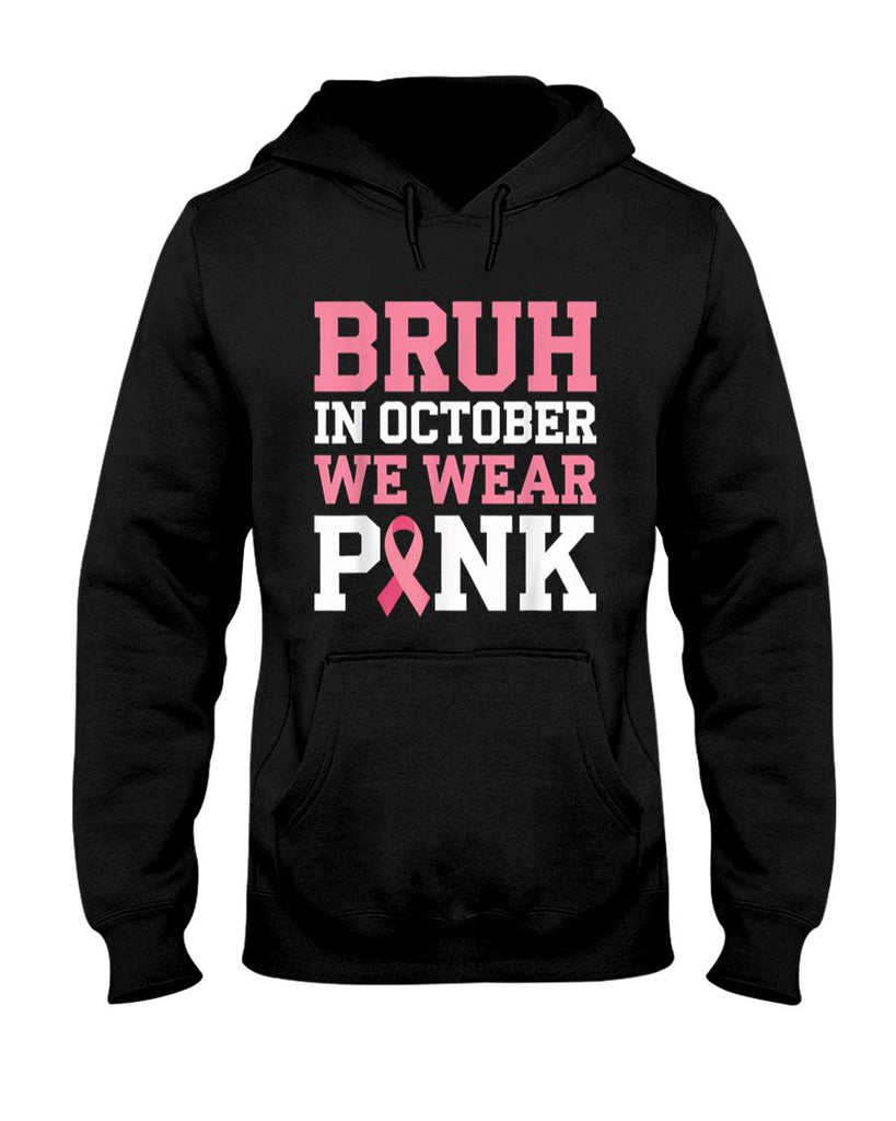 Breast Cancer Shirts for Kids Boys Bruh In October Wear Pink T-Shirt