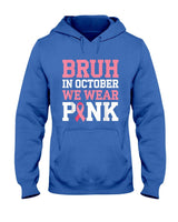 Breast Cancer Shirts for Kids Boys Bruh In October Wear Pink T-Shirt