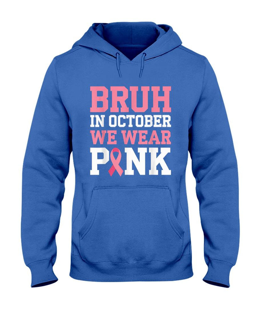 Breast Cancer Shirts for Kids Boys Bruh In October Wear Pink T-Shirt