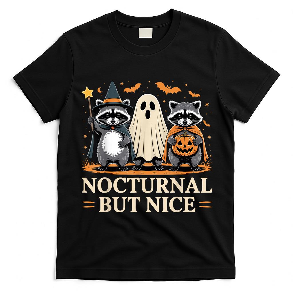 Spooky and Feral Halloween Cute Ghost Raccoon Trick Or Treat  Style 7 T-Shirt