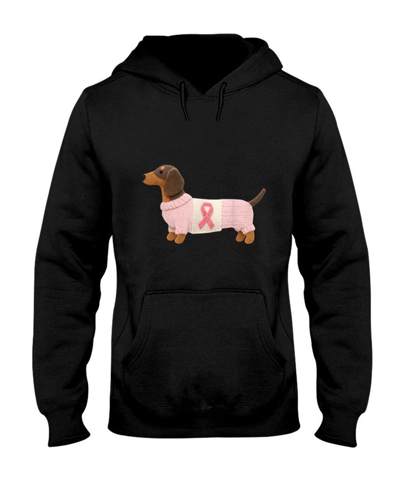 Dachshund Pink Ribbon Breast Cancer Awareness Support T-Shirt