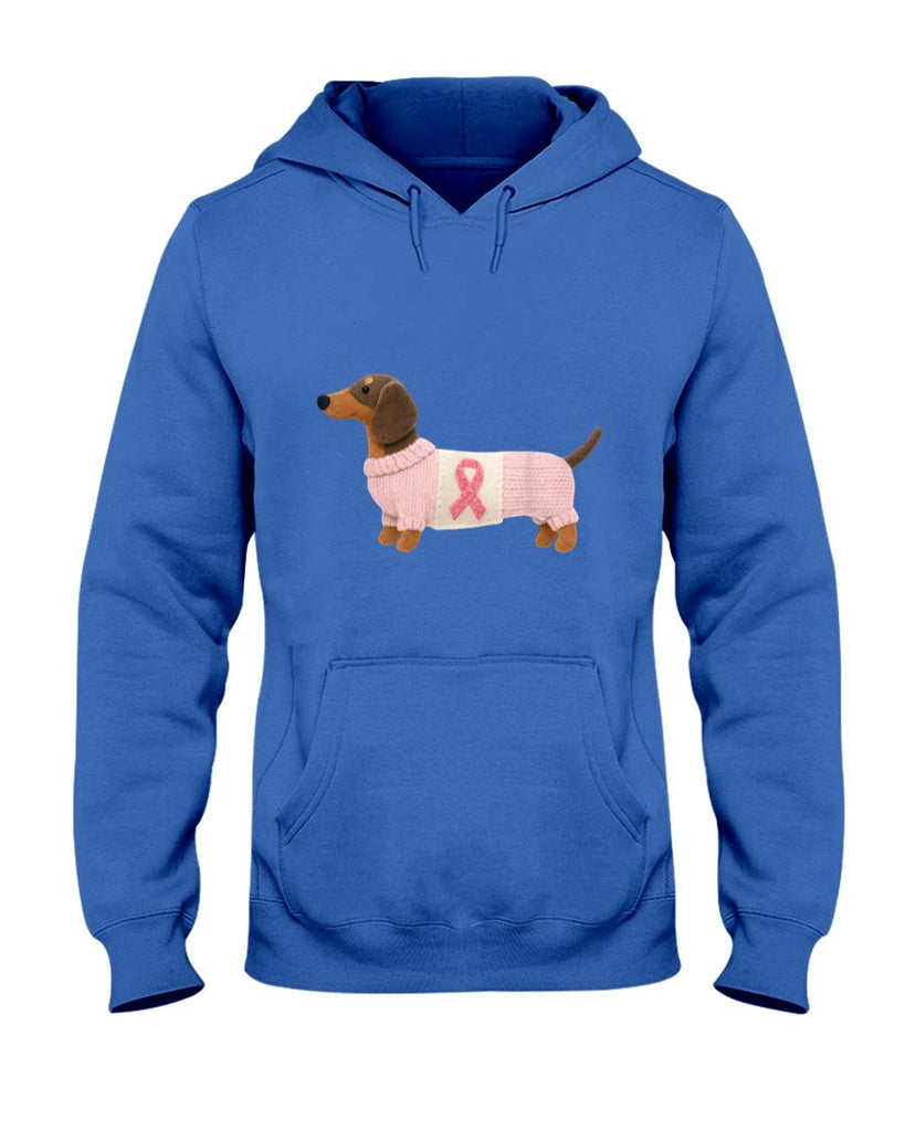 Dachshund Pink Ribbon Breast Cancer Awareness Support T-Shirt