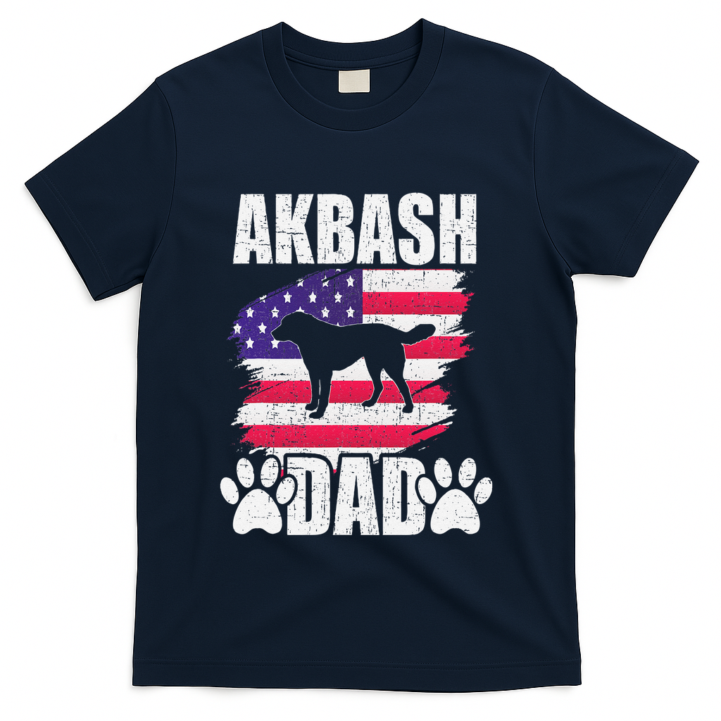 Akbash Dad Dog Lover American Us Flag T-Shirt