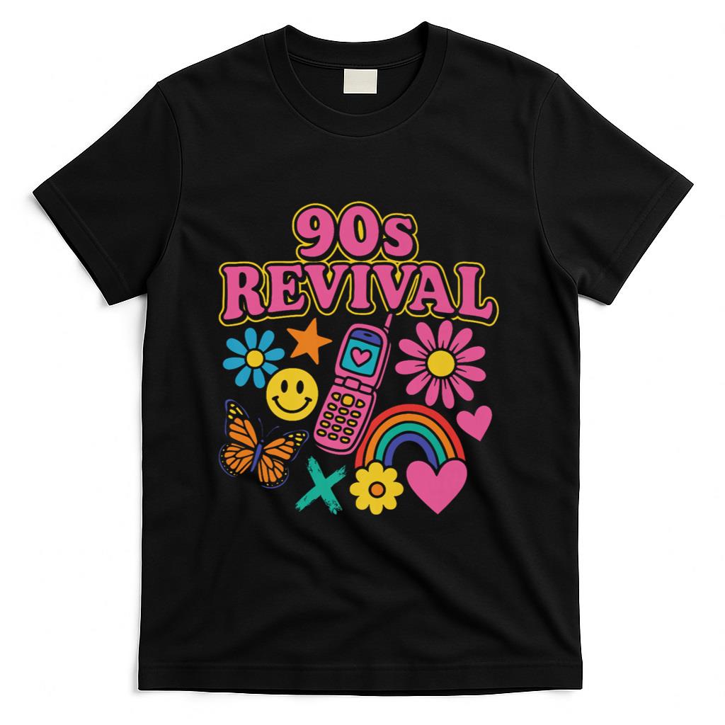 Retro Nostalgia - Y2K 90s Revival Retro Nostalgia Rainbow Butterfly Flower Premium T-Shirt
