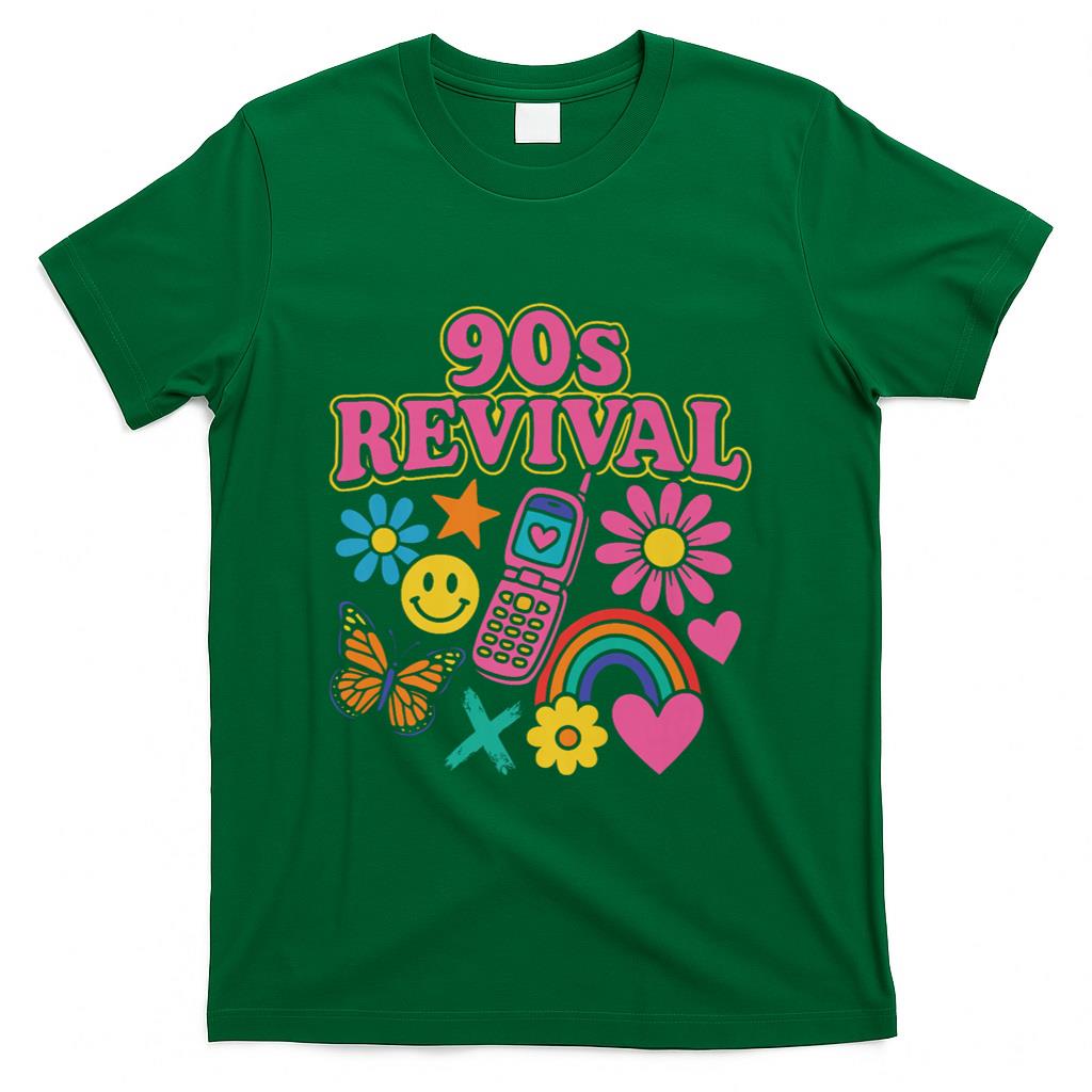 Retro Nostalgia - Y2K 90s Revival Retro Nostalgia Rainbow Butterfly Flower Premium T-Shirt