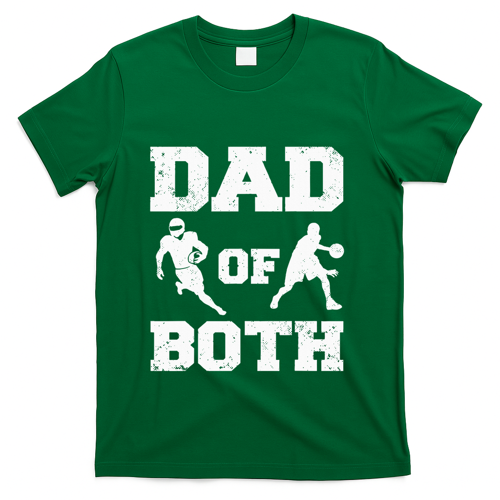 Dad Of Both Funny Football Basketball Dad T-Shirt