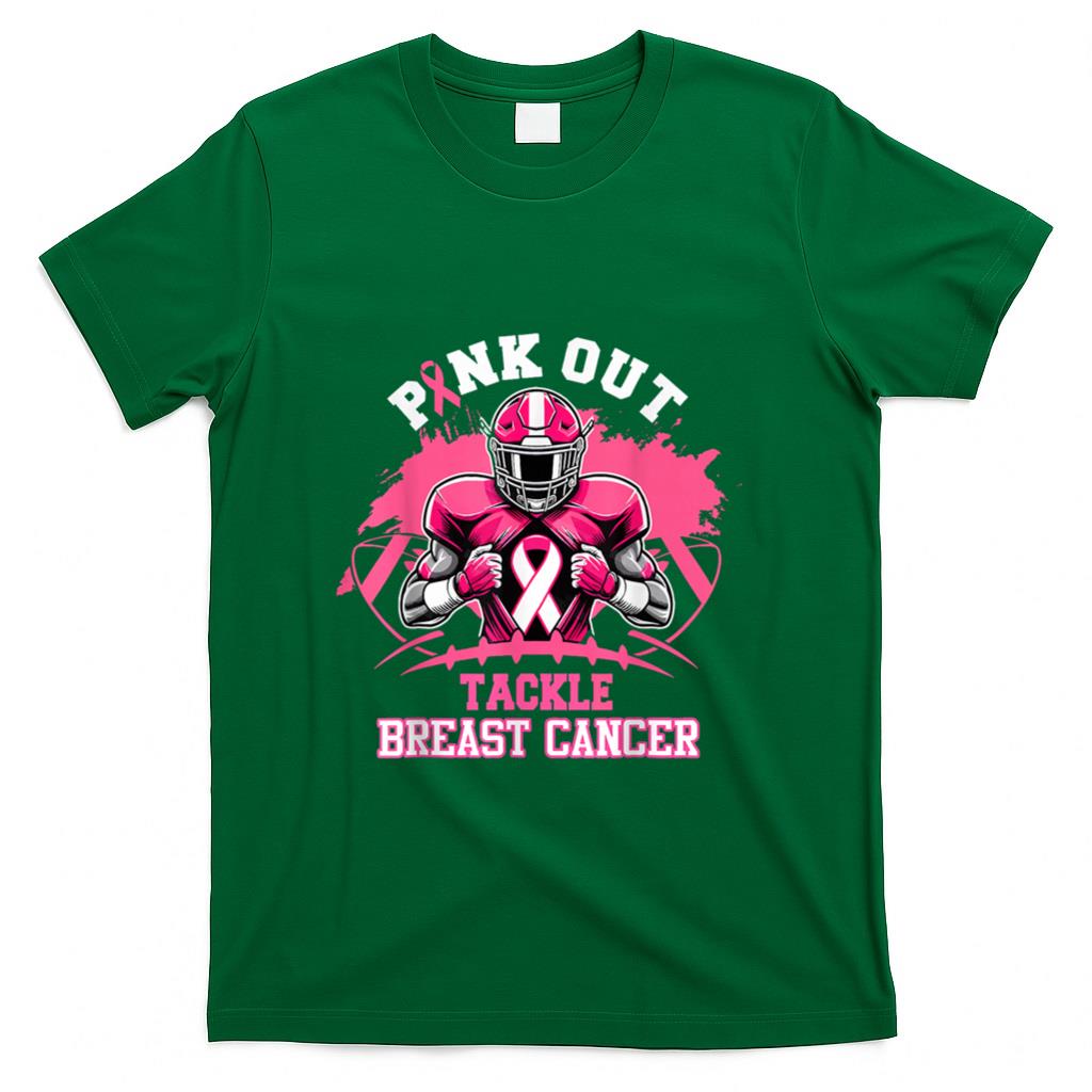 Pink Out Tackle Breast Cancer Awareness American Football T-Shirt_2