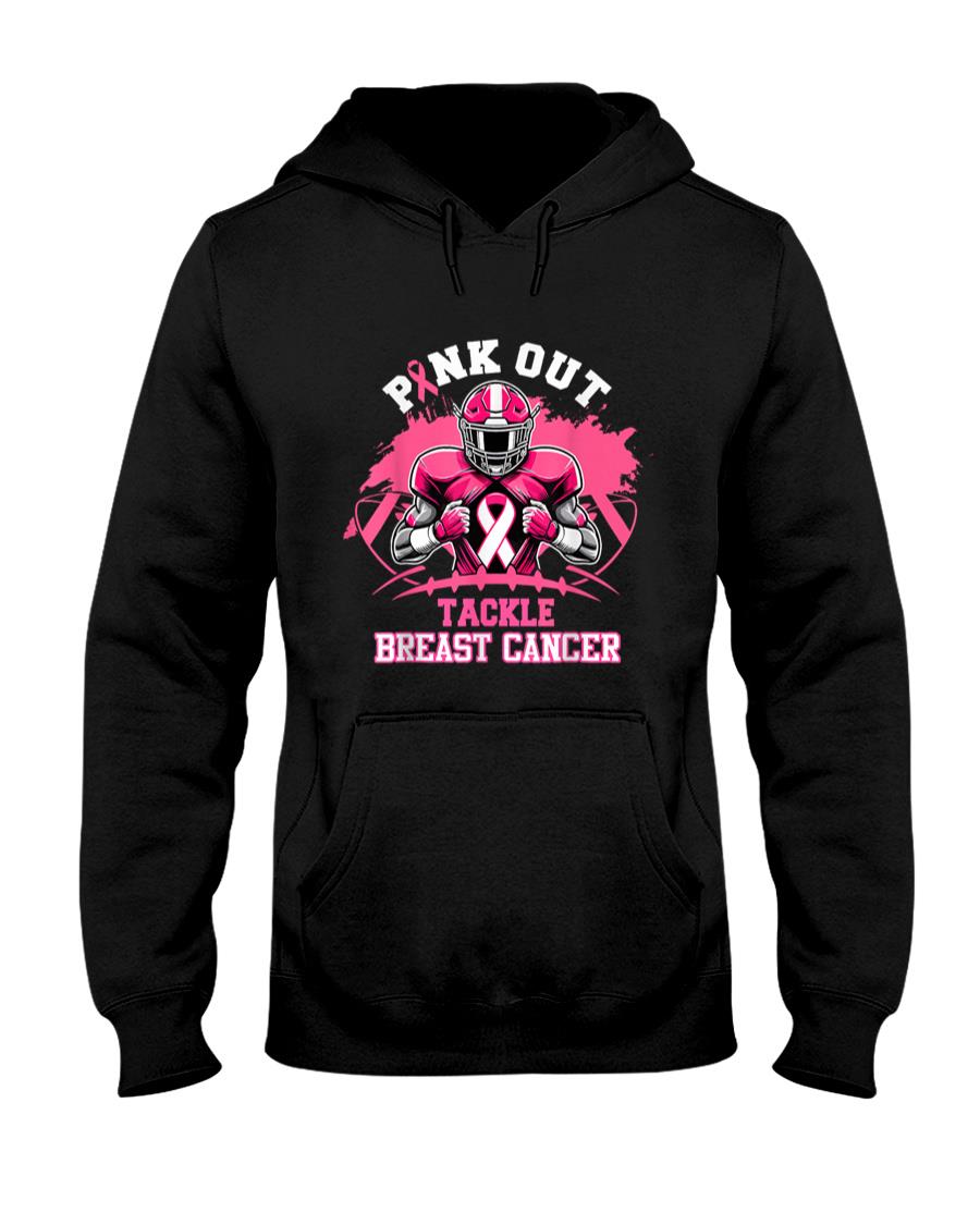 Pink Out Tackle Breast Cancer Awareness American Football T-Shirt_2