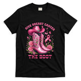 Womens Give Breast Cancer The Boot Cowgirl Cancer Awareness Ribbon V-Neck T-Shirt