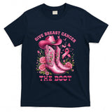 Womens Give Breast Cancer The Boot Cowgirl Cancer Awareness Ribbon V-Neck T-Shirt