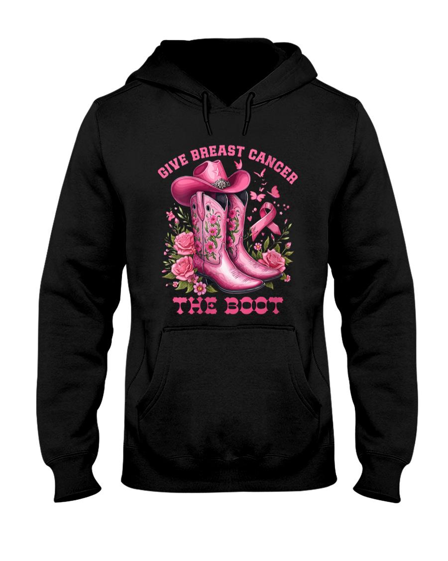 Womens Give Breast Cancer The Boot Cowgirl Cancer Awareness Ribbon V-Neck T-Shirt