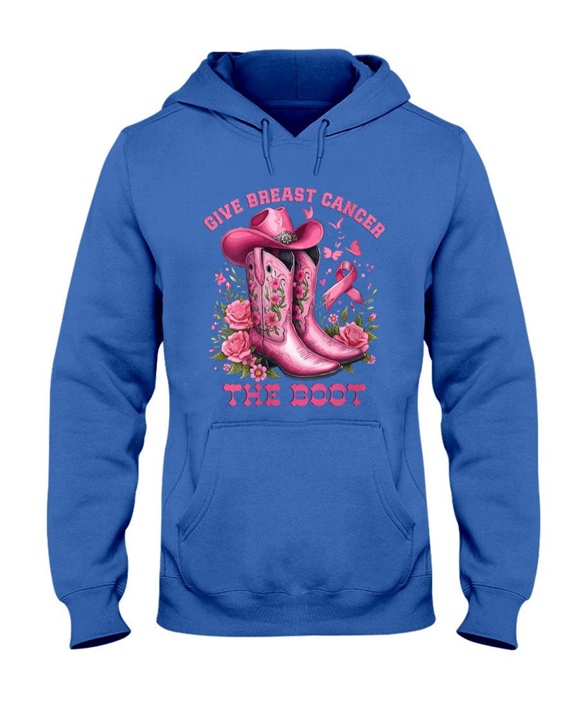Womens Give Breast Cancer The Boot Cowgirl Cancer Awareness Ribbon V-Neck T-Shirt
