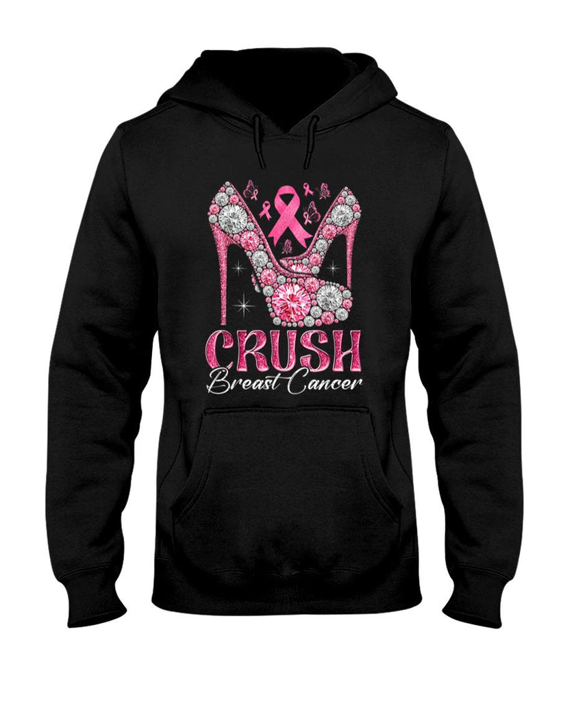 Crush Breast Cancer Awareness Bling Pink Ribbon High Heel T-Shirt