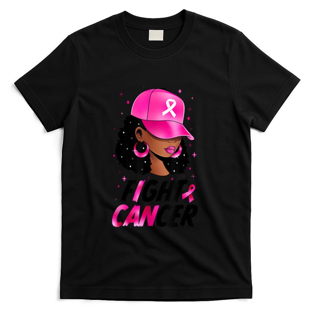 Black Girl Black Woman Breast Cancer Awareness Pink Ribbon T-Shirt