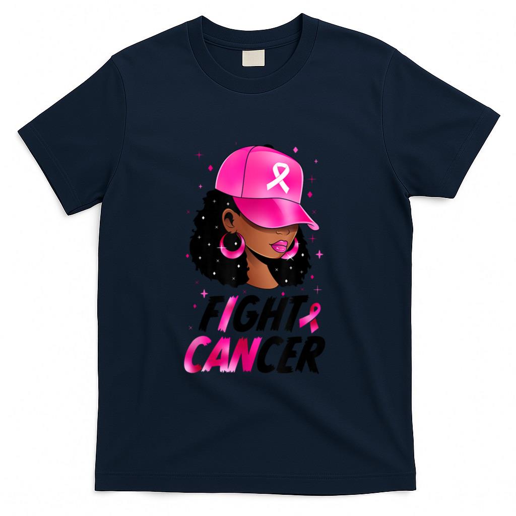 Black Girl Black Woman Breast Cancer Awareness Pink Ribbon T-Shirt