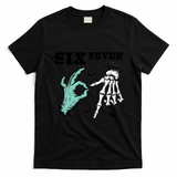 6 7 Meme Funny Witch Skeleton Hands 67 Halloween T-Shirt - Black