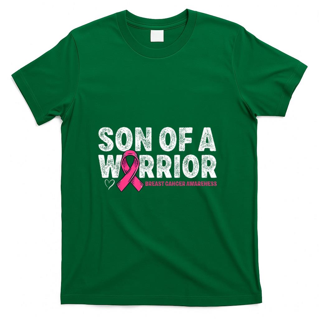 Son Of A Warrior Breast Cancer Awareness Pink Ribbon Mom T-Shirt