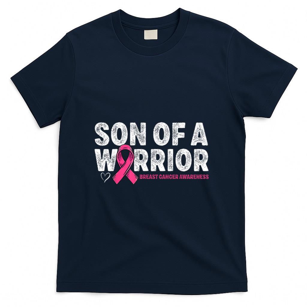 Son Of A Warrior Breast Cancer Awareness Pink Ribbon Mom T-Shirt