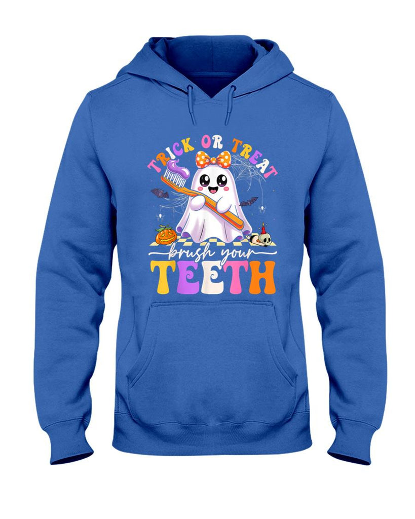 Funny Ghost Boo Halloween Trick Or Treat Brush Your Teeth T-Shirt