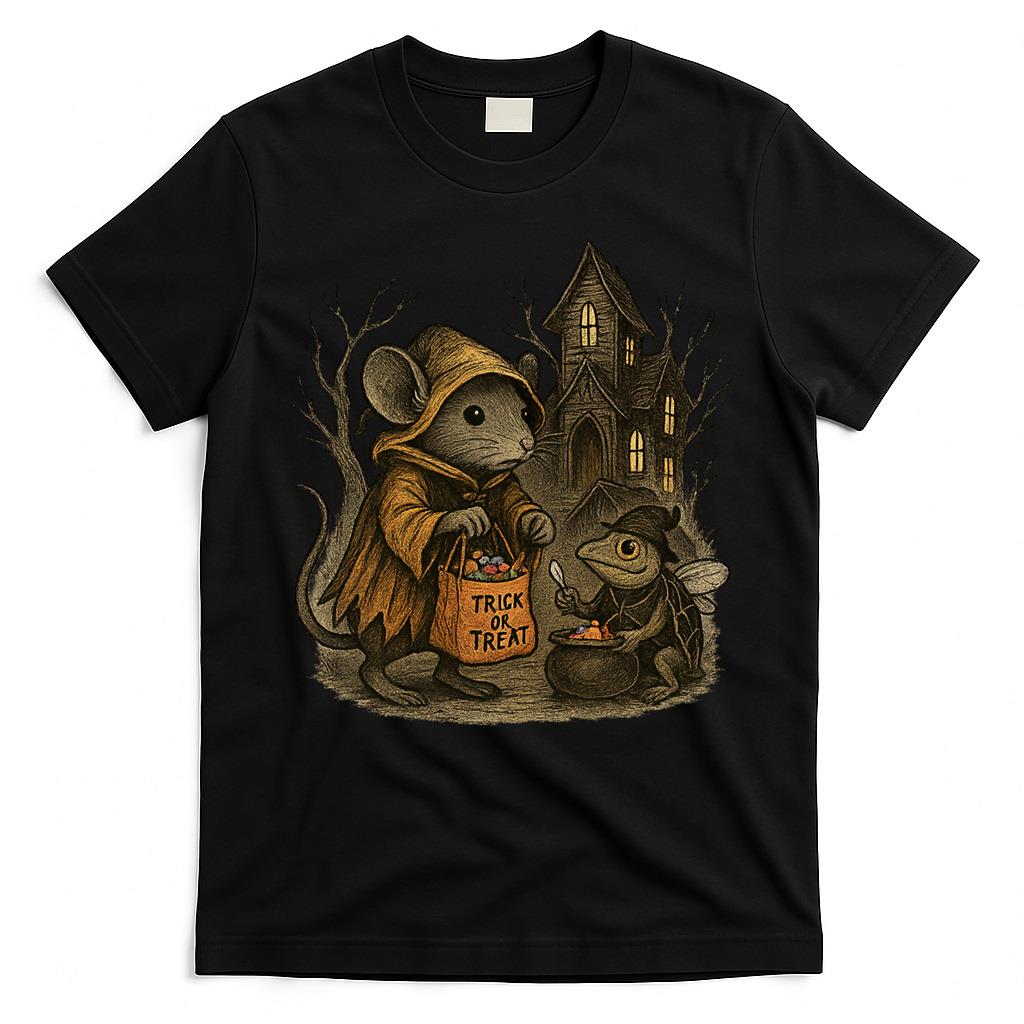 Halloween Mouse and Frog Trick or Treat Oversized T-Shirt