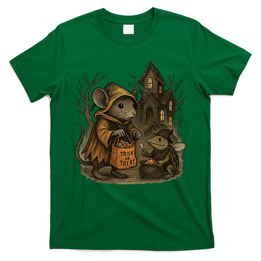 Halloween Mouse and Frog Trick or Treat Oversized T-Shirt
