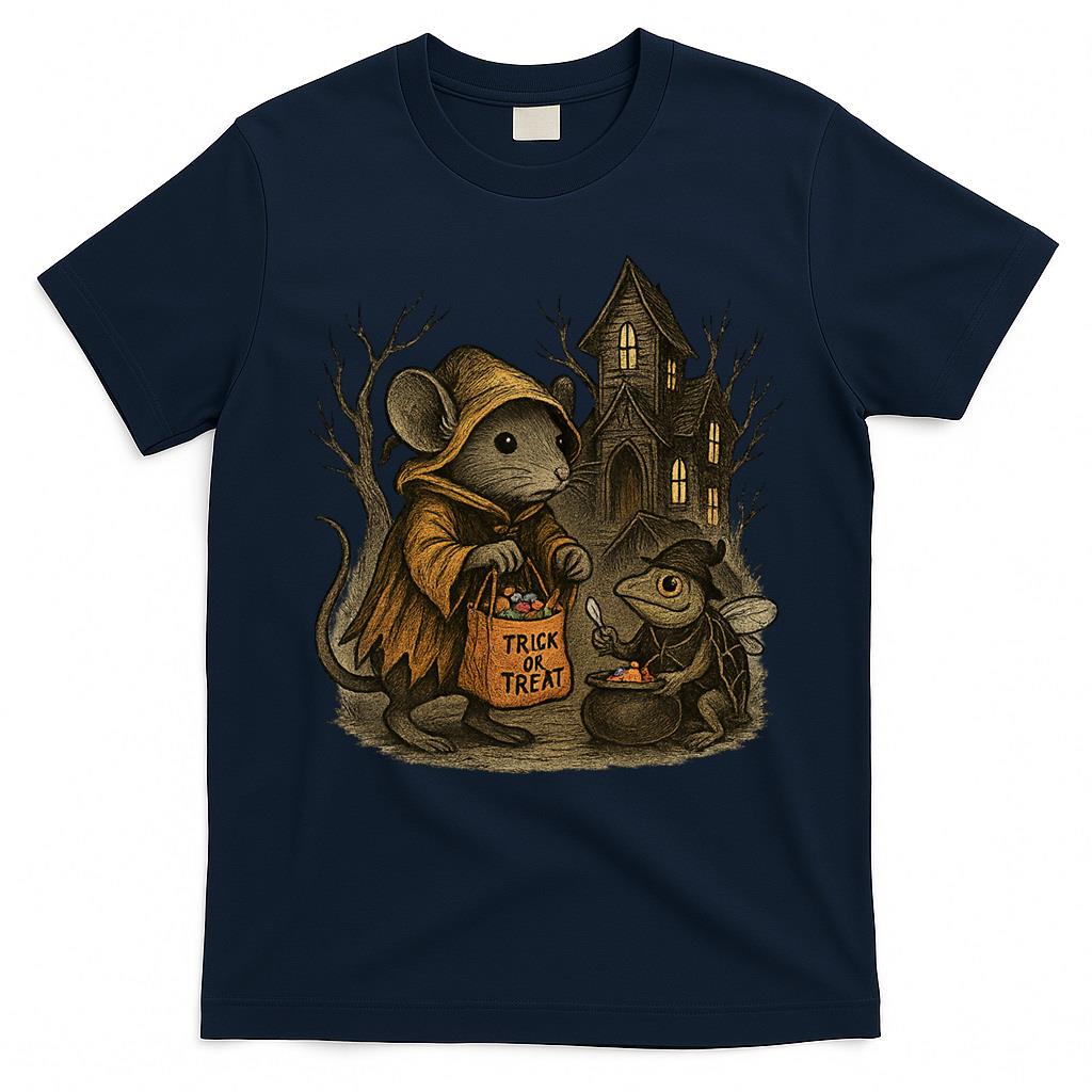 Halloween Mouse and Frog Trick or Treat Oversized T-Shirt