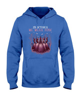 in October We Wear Pink Witch Halloween Breast Cancer Women Long Sleeve T-Shirt