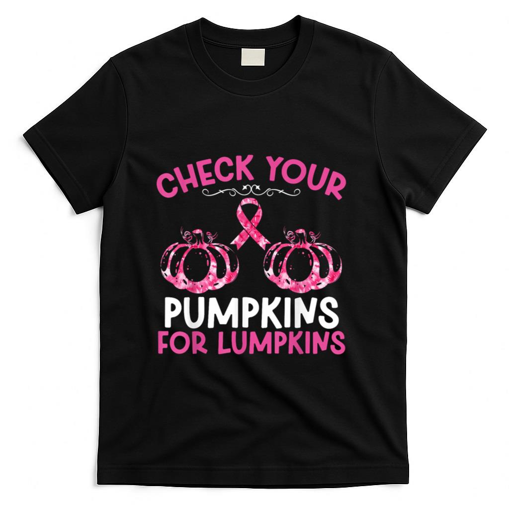 Check Your Pumpkins Breast Cancer Awareness Halloween Women T-Shirt_2