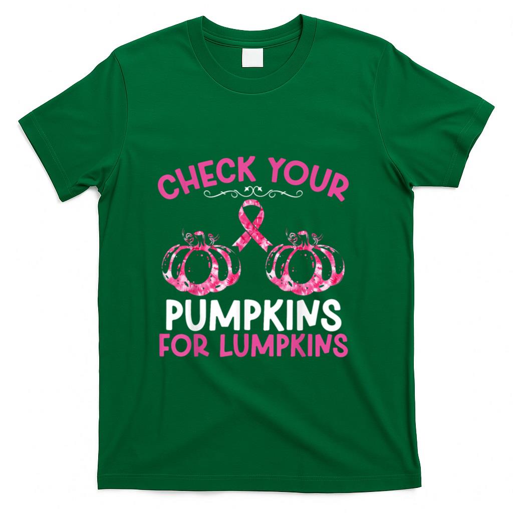Check Your Pumpkins Breast Cancer Awareness Halloween Women T-Shirt_2