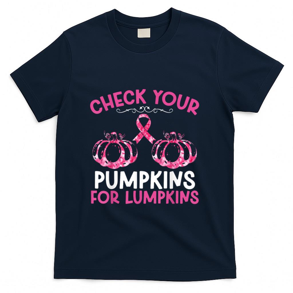 Check Your Pumpkins Breast Cancer Awareness Halloween Women T-Shirt_2