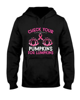Check Your Pumpkins Breast Cancer Awareness Halloween Women T-Shirt_2
