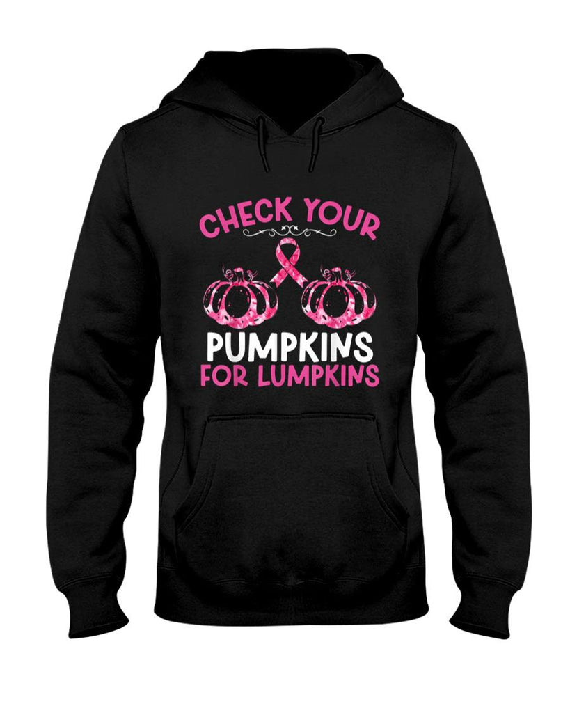 Check Your Pumpkins Breast Cancer Awareness Halloween Women T-Shirt_2