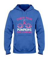 Check Your Pumpkins Breast Cancer Awareness Halloween Women T-Shirt_2